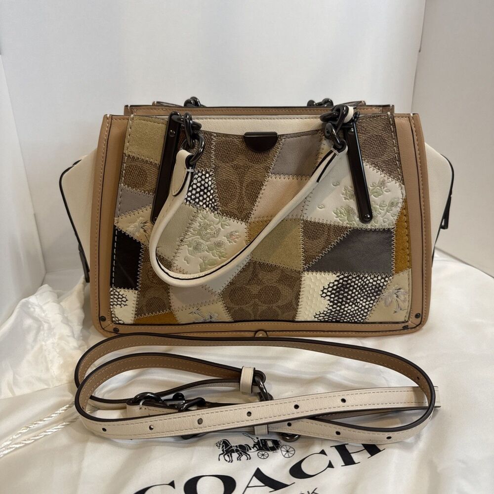 NWT Coach Dreamer 21 With Signature Patchwork Beechwood Satchel Crossbody Bag